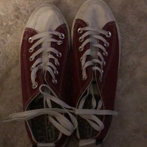 Red and white gamecock sneakers